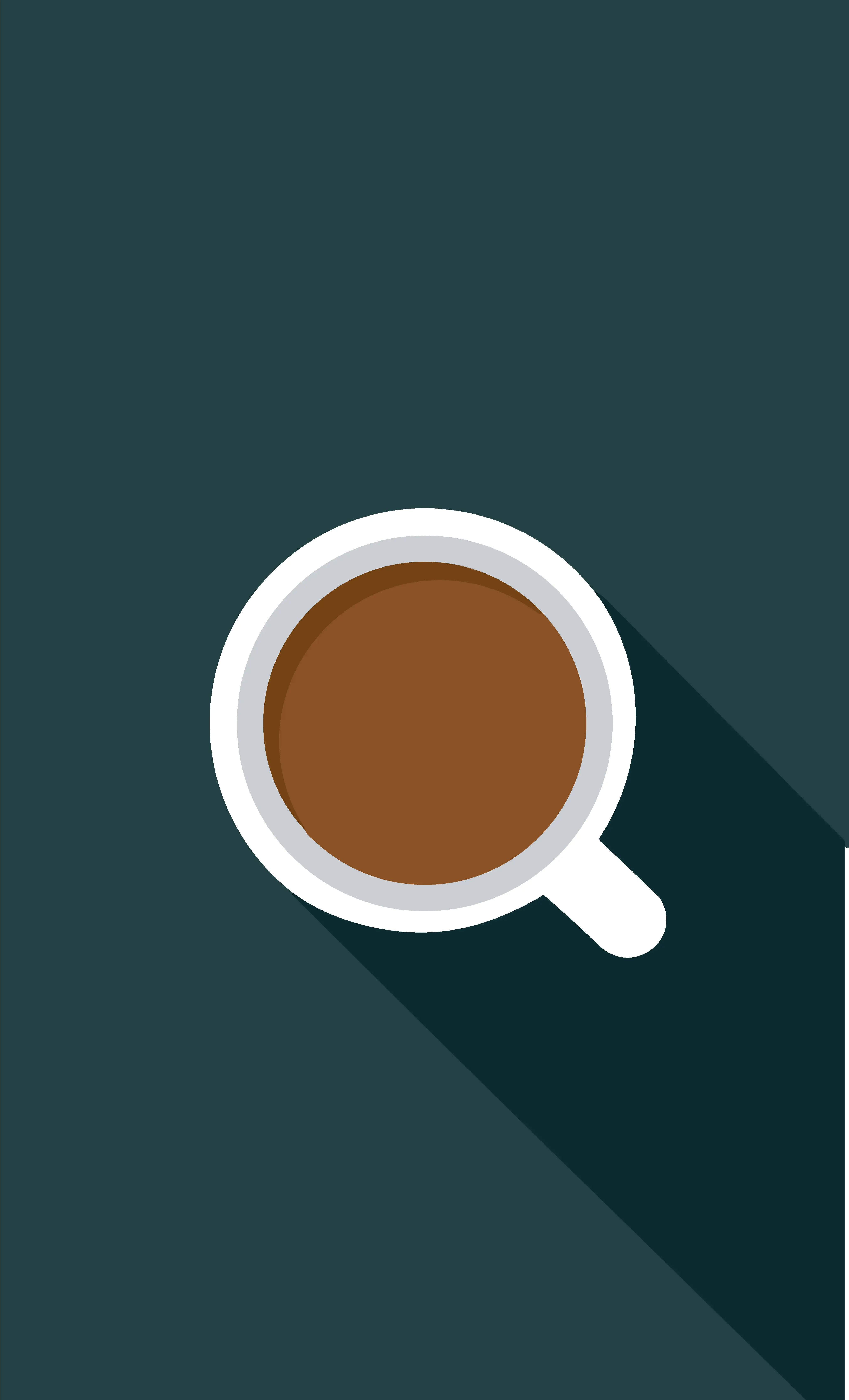 Illustration of a coffee cup seen from above with a long shadow
